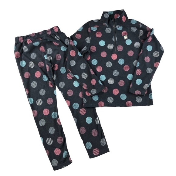 Orage Girls Sz Medium Sz10 Black Polka Dot Fleece Base Layer, Ski, Snowboard - Picture 1 of 7